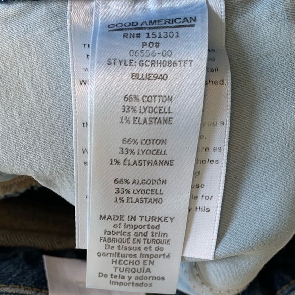 Good American Good Classic Medium Wash High Waist Raw Hem Cutoff Jeans Women’s - Picture 6 of 6